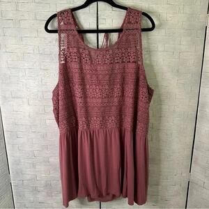Lane Bryant womens‎ Crochet Bodice Tie Back Tank Top peplum cut plus size